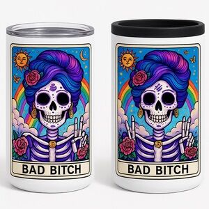 Bad B*tch 4-in-1 Can Cooler | Skeleton Rainbow Gothic Drinkware